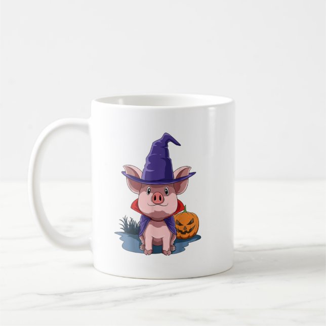 Pig Halloween Pig Lover Gift Pig Halloween Pumpkin Coffee Mug (Left)