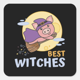 Pig Halloween Witch Kids Witches Best Witches Square Sticker