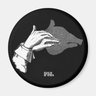 PIG Hand Shadow Art from an Antique Book Magnet