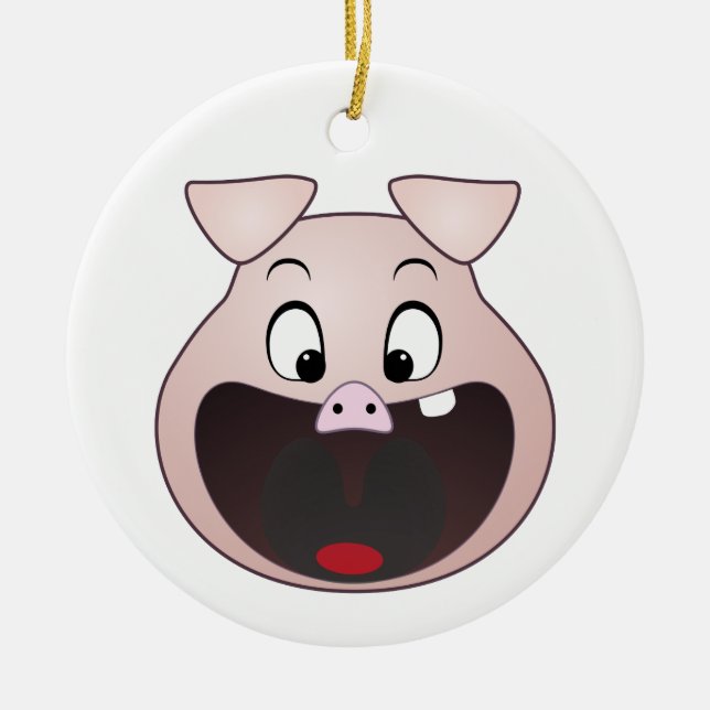 pig head ceramic tree decoration (Front)