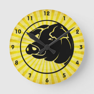 Pig Head; Yellow Round Clock