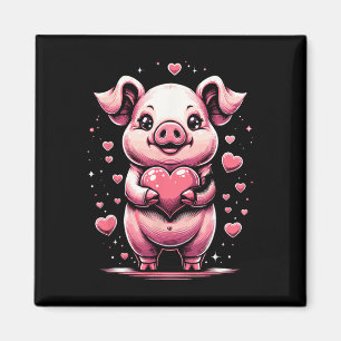 Pig Holding Heart Valentine's Day Cute Valentine 1 Magnet