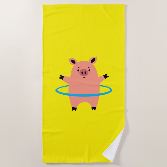 Pig Hula Hoop Beach Towel (Front)