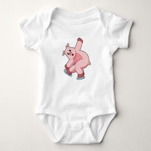 Pig Ice skating Ice skates Baby Bodysuit