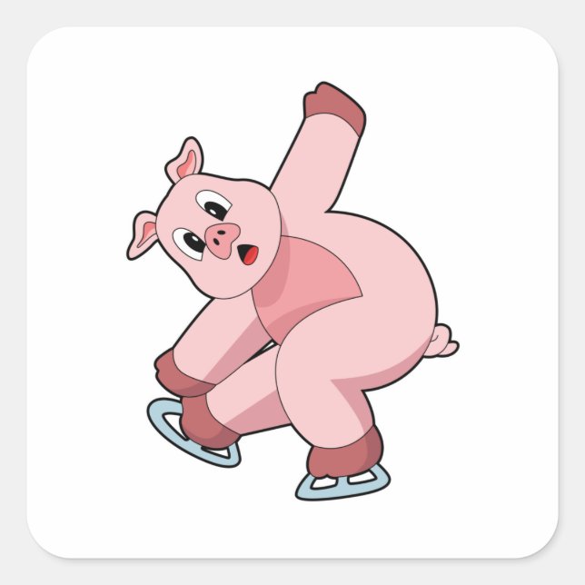 Pig Ice skating Ice skates Square Sticker (Front)
