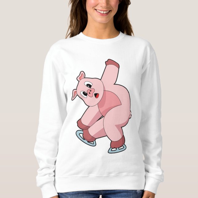 Pig Ice skating Ice skates Sweatshirt (Front)