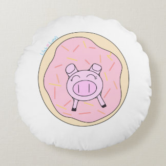 Pig in a Doughnut! Round Cushion