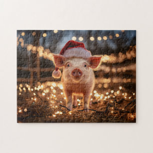 Pig in a Santa Hat Jigsaw Puzzle