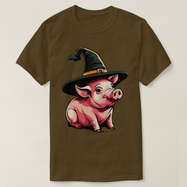Pig in a witch hat halloween piggy 1 T-Shirt (Design Front)