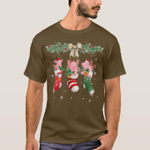 Pig In Christmas Socks - Pig Loves Xmas  T-Shirt