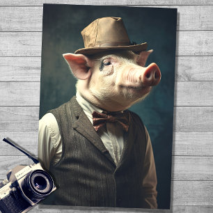 Pig in Gentleman's Clothing 2 Decoupage Paper
