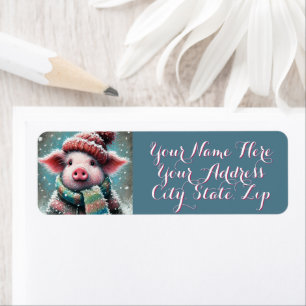 Pig in Scarf Snowflakes Personalized Christmas