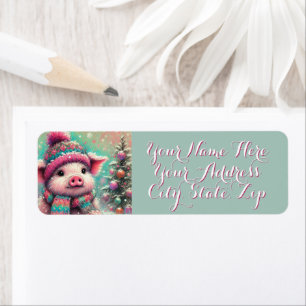 Pig in Scarf Snowflakes Personalized Christmas