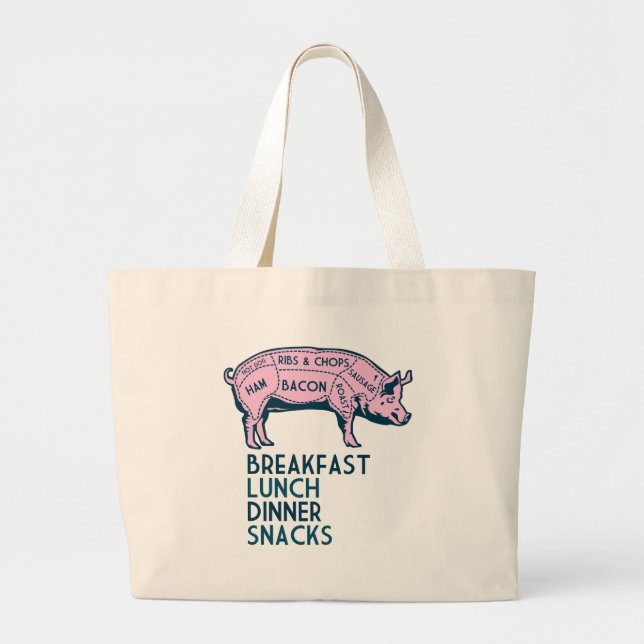Pig, It's All Good! Large Tote Bag (Front)