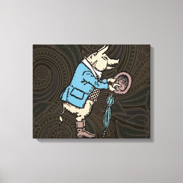 Pig Jacket Piggy Cute Formal Antique Canvas Print (Front)