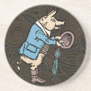 Pig Jacket Piggy Cute Formal Antique Coaster