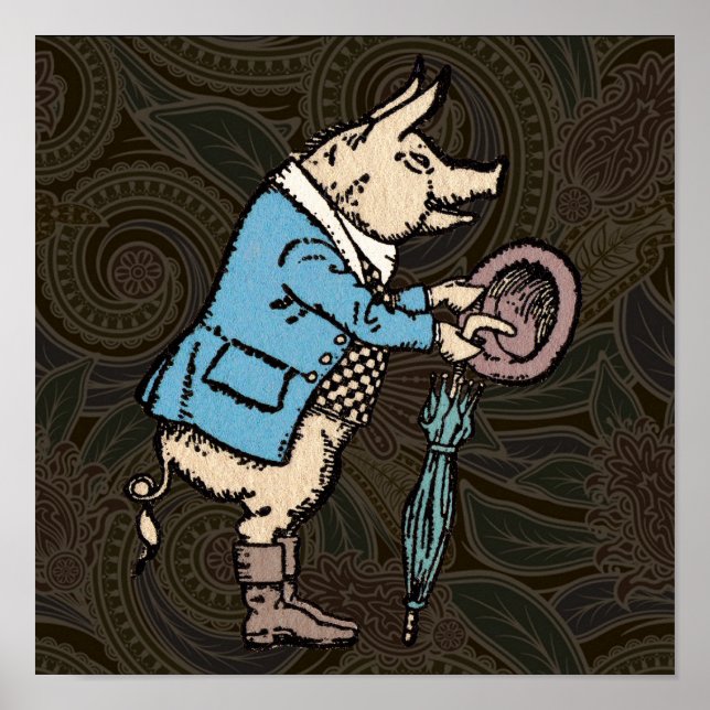 Pig Jacket Piggy Cute Formal Antique Poster (Front)