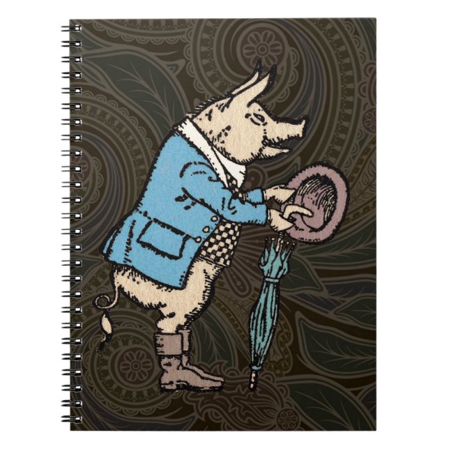 Pig Jacket Piggy Cute Formal Antique Spiral Notebook (Front)