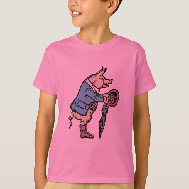 Pig Jacket Piggy Cute Formal Antique T-Shirt (Front)