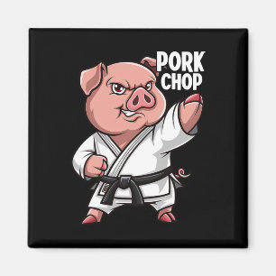 Pig Karate Pork Chop Funny Hog Swine Pun Men Boys  Magnet