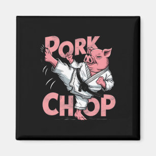 Pig Karate Pork Chop Funny Hog Swine Pun Men Women Magnet