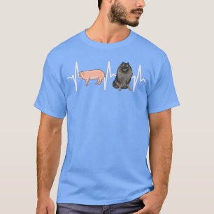 Pig Keeshond Heartbeat Dog Lover T-Shirt