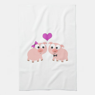 Pig love tea towel
