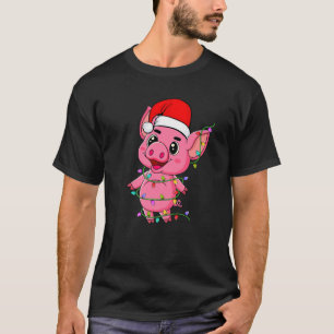 Pig Lover Christmas Pigs Wearing Santa Hat Xmas Pr T-Shirt
