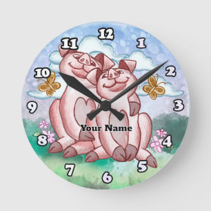 Pig Lovers   Round Clock