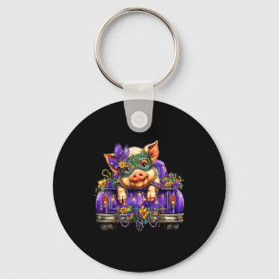 Pig Mardi Gras Truck Nola Cute Kids Boys Girls Wom Key Ring