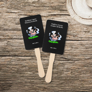 Pig Mascot Family Reunion Barbecue Custom Hand Fan