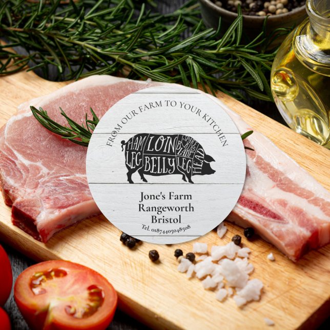 pig  meat farmer marketing produce butcher farmer classic round sticker (Creator Uploaded)