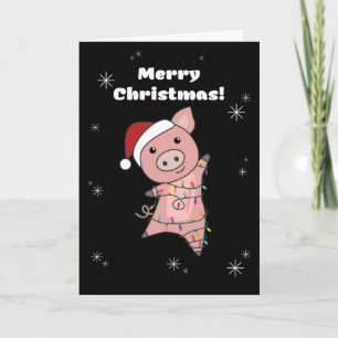 Pig Merry Christmas Animals Pigs Adult Cloth Face Holiday Card