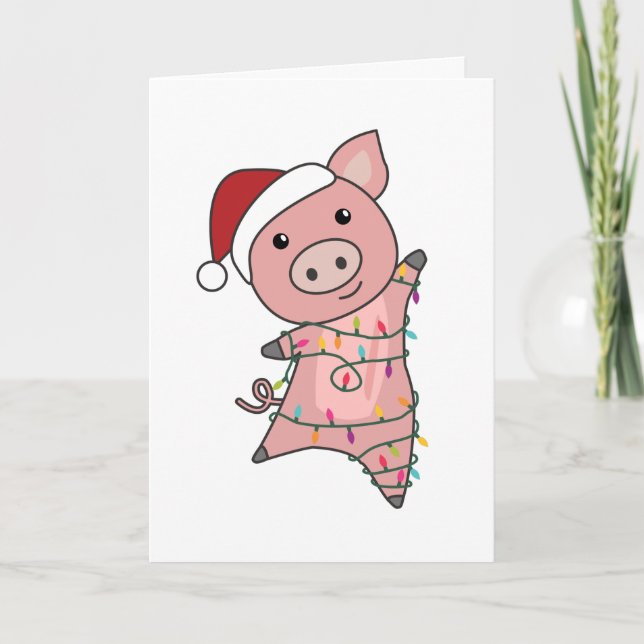 Pig Merry Christmas Animals Pigs Adult Cloth Face  Holiday Card (Front)
