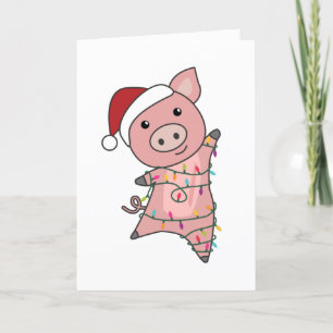 Pig Merry Christmas Animals Pigs Adult Cloth Face  Holiday Card
