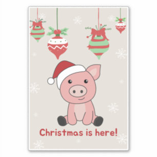 Pig Merry Christmas Animals Pigs Sticker