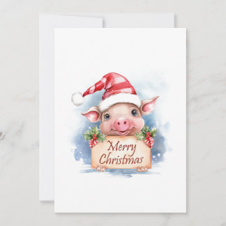 Pig Merry Christmas Holiday Card