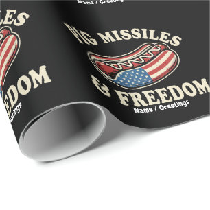 Pig Missiles and Freedom Vintage Patriotic Hot Dog Wrapping Paper