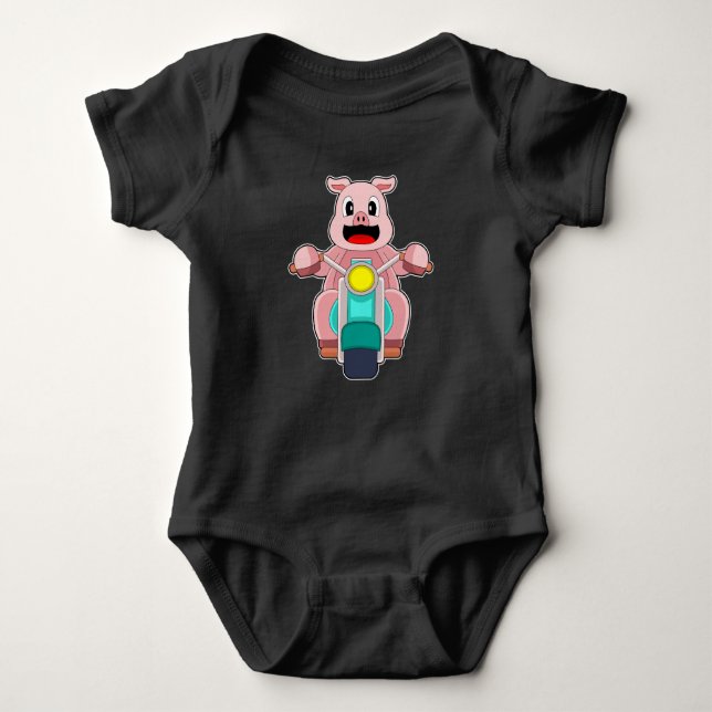 Pig Motorcycle Baby Bodysuit (Front)