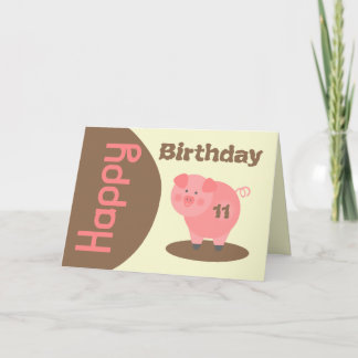 Pig Mud Puddle Birthday Card
