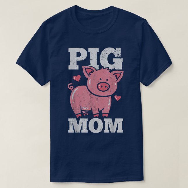 Pig Mum Mama Heart Cute  T-Shirt (Design Front)