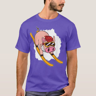 Pig On Skiers - Skiing Pig 4601 T-Shirt