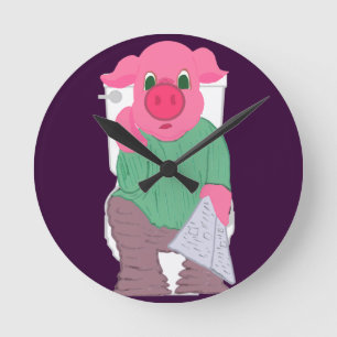 Pig on the Toilet Clock