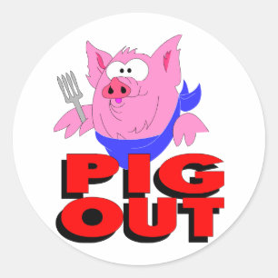 pig out classic round sticker