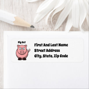 Pig Out Pink Pig Cartoon, Funny BBQ Hog Design