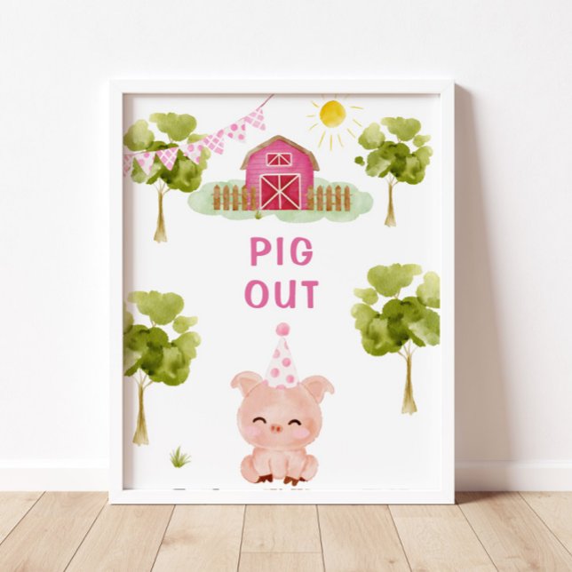 Pig out poster. Pink Farm animals birthday Poster (Creator Uploaded)