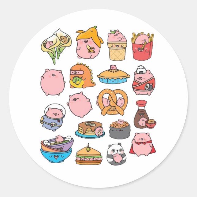 Pig Pack Classic Round Sticker (Front)