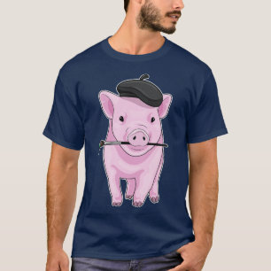 Pig Painter Paint brush T-Shirt
