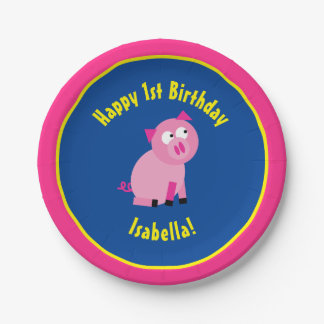 Pig Paper Plates Animal Birthday Party
