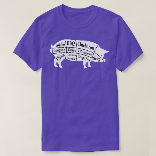 Pig Parts Filipino Food BBQ Pinoy Adobo Funny Pork T-Shirt (Design Front)